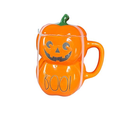 Rae Dunn Stacked "Boo" Pumpkin Mug With Lid - Picture 4 of 4